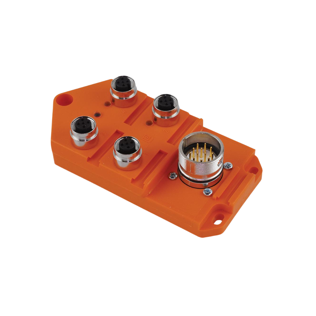 4 ports M12 Actuator  Sensor Distribution With LED Box with M23 Quick-Disconnect for control cable